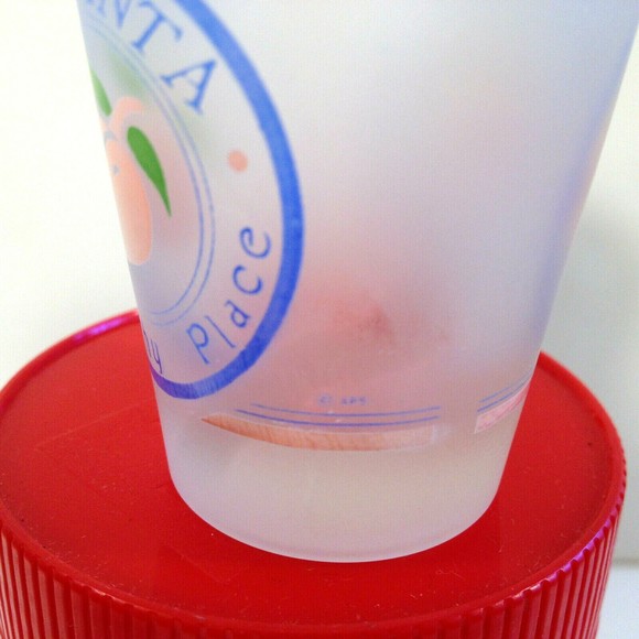 Vintage Souvenir Atlanta A Peachy Place Frosted Shot Glass Peach on Front - Picture 11 of 11